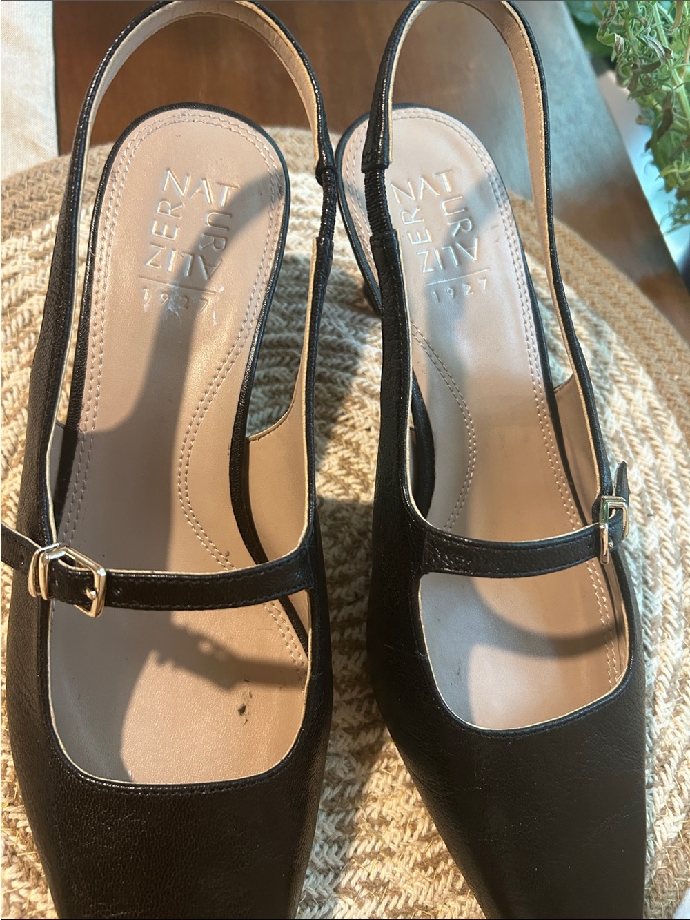 Naturalizer Black Pointed-Toe Slingback Mary Jane Pumps